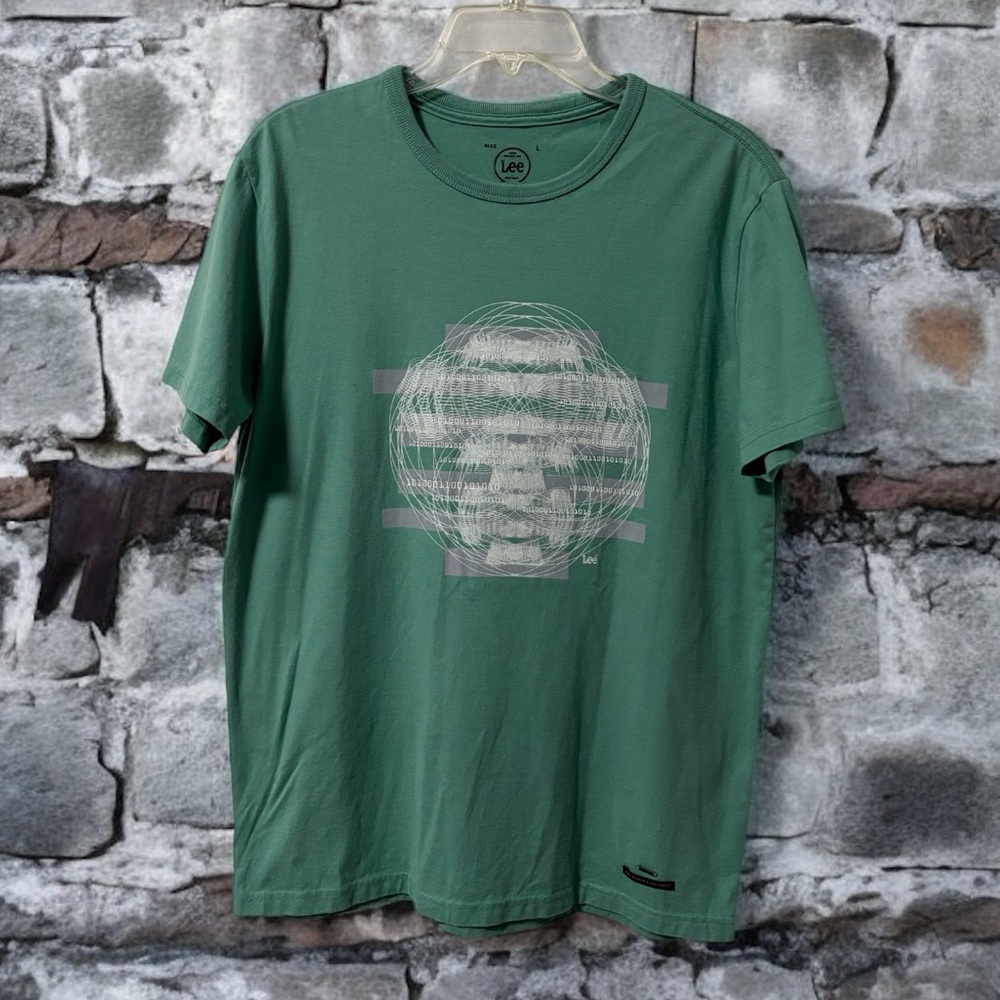 LEE (L) Graphic Tee Science Abstract Green Regular Fit Soft Unisex - Large
